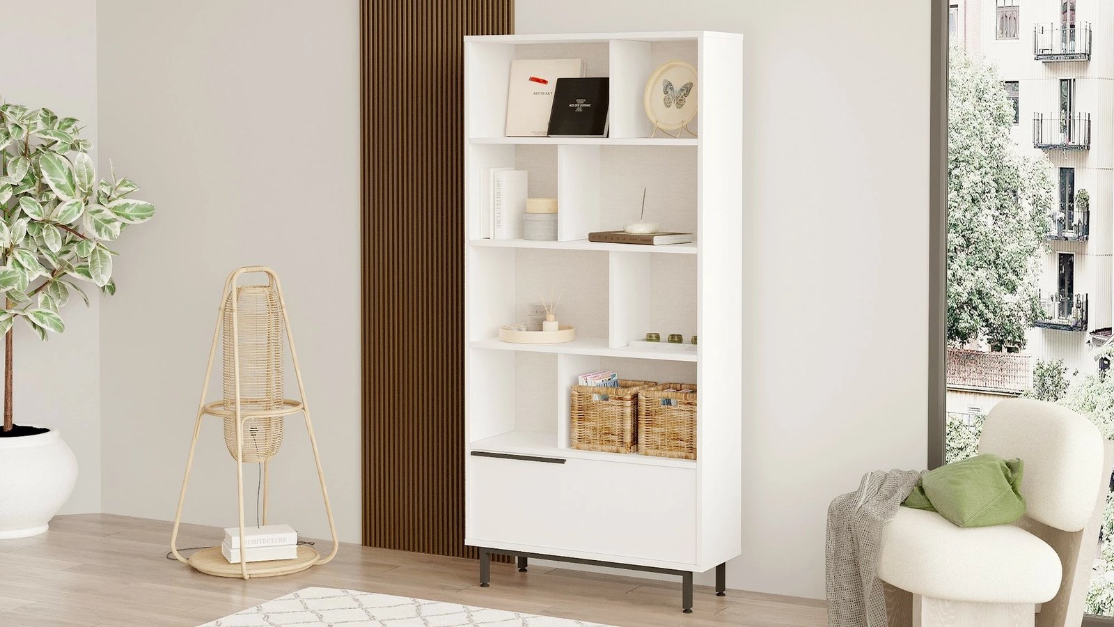 Raft librash Hanah Home, On4-W, ngjyrë e bardhë