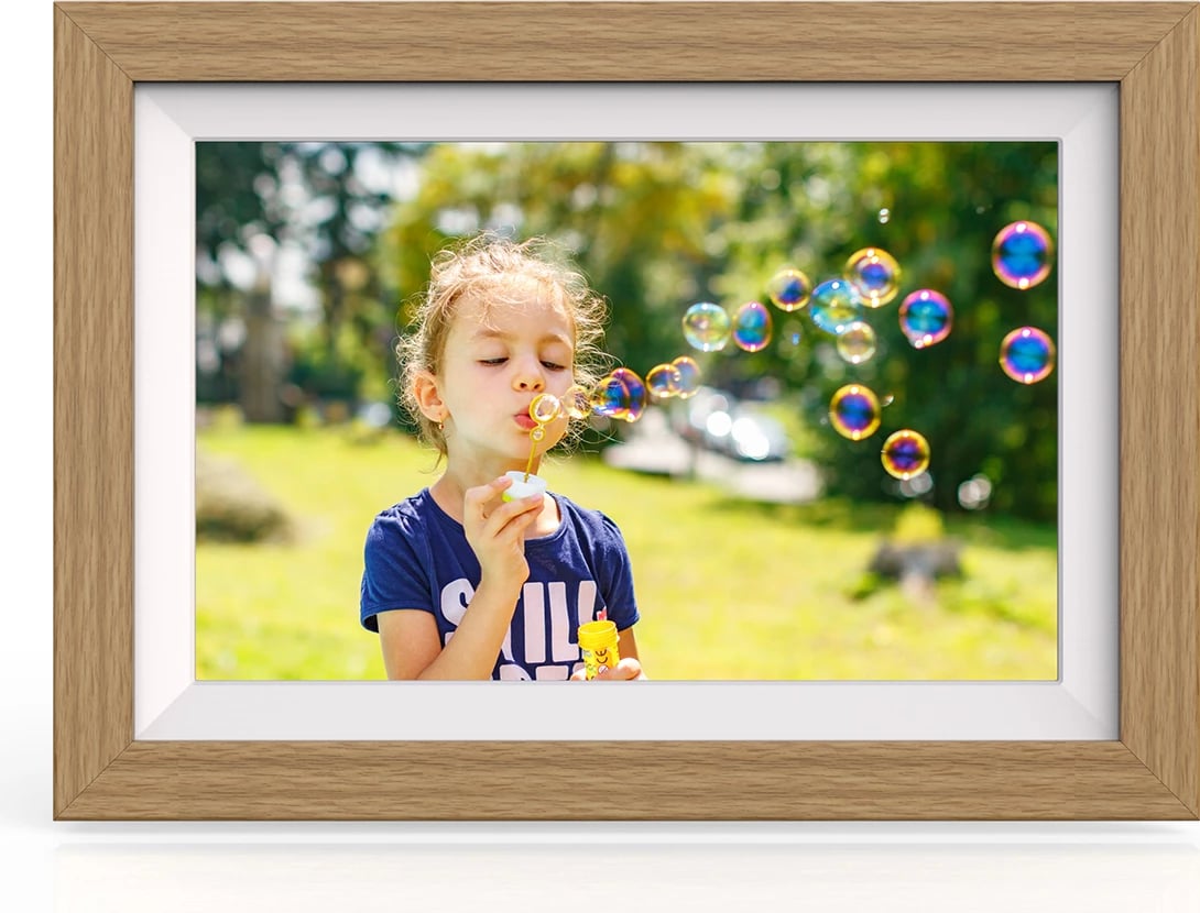 Kornizë fotografish digjitale Wozinsky WRC-32 10.1" IPS 1280×800 me Wi‑Fi dhe Frameo 32GB, me prekje, kafe e çelët