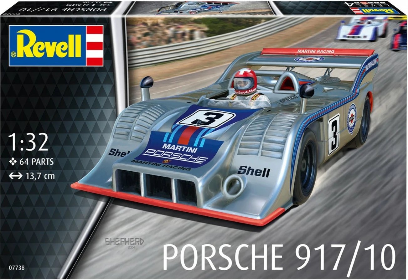 Model plastik makine Revell Porsche 917/10, 1:32, 64 pjesë, argjendtë