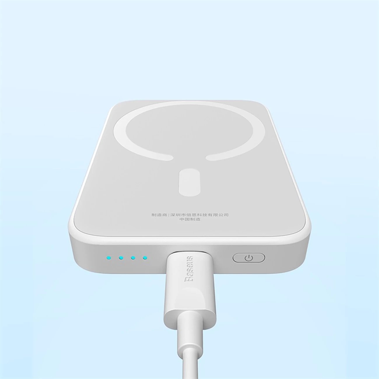 Powerbank Baseus Magnetic Mini Air PPCXM06A, 6000mAh, 20W, MagSafe, me kabllo USB-C, Bardhë