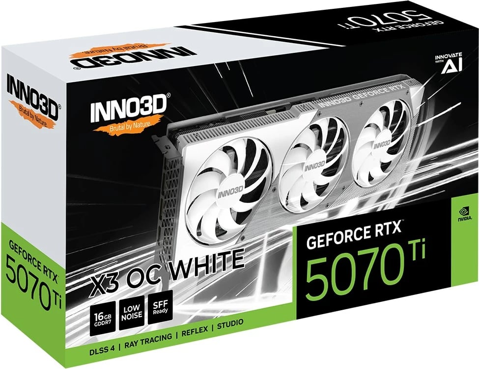 Kartelë grafike INNO3D GeForce RTX 5070 Ti X3 OC, 16 GB GDDR7, Bardhë