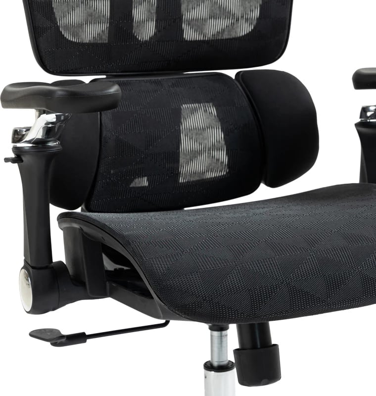 Karrige pune menaxheri Jeffer, rrjetë e zezë, 67x62x115-125cm