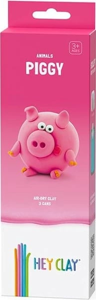 Set argjile modeluese, Hey Clay Animals Piggy, 2 kanaçe, 3+, ngjyra të përziera