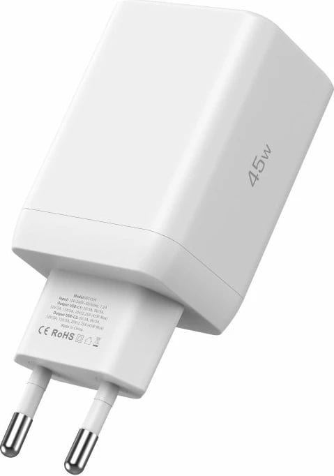 Karikues Tech-Protect NC45W-GAN me 2 porta USB-C, 45W, Bardhë