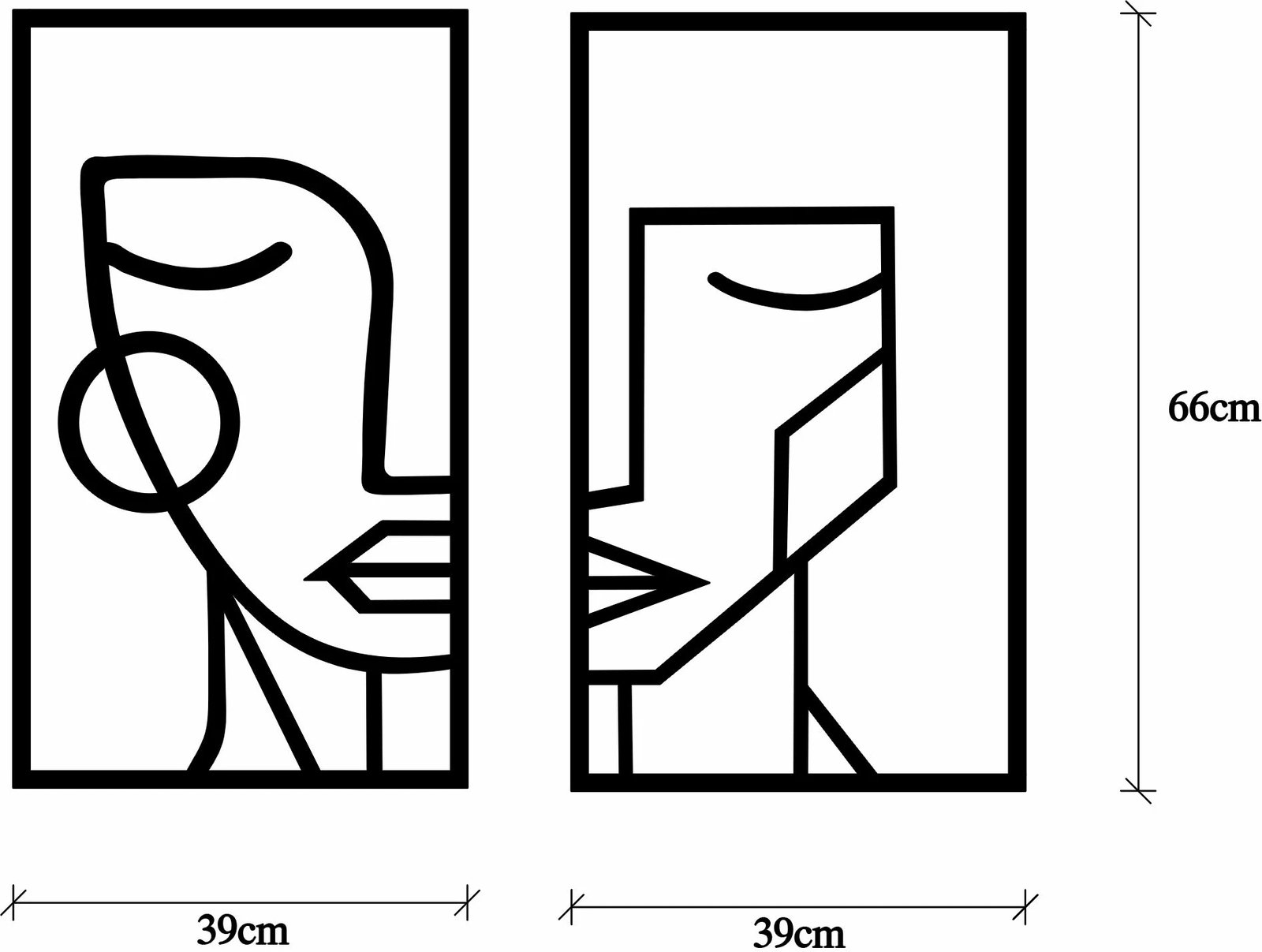 Aksesor dekorativ metalik për mur, fytyrë gruaje, Wallity, 2 pjesë
