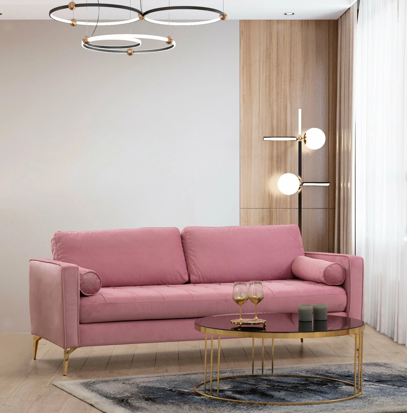 Divan treshe Atelier del Sofa, Rome, ngjyrë rozë e zbehtë