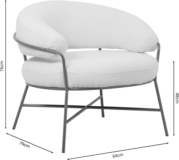 Karrige Malu boucle krem-ari këmbë metalike 84x79x76cm