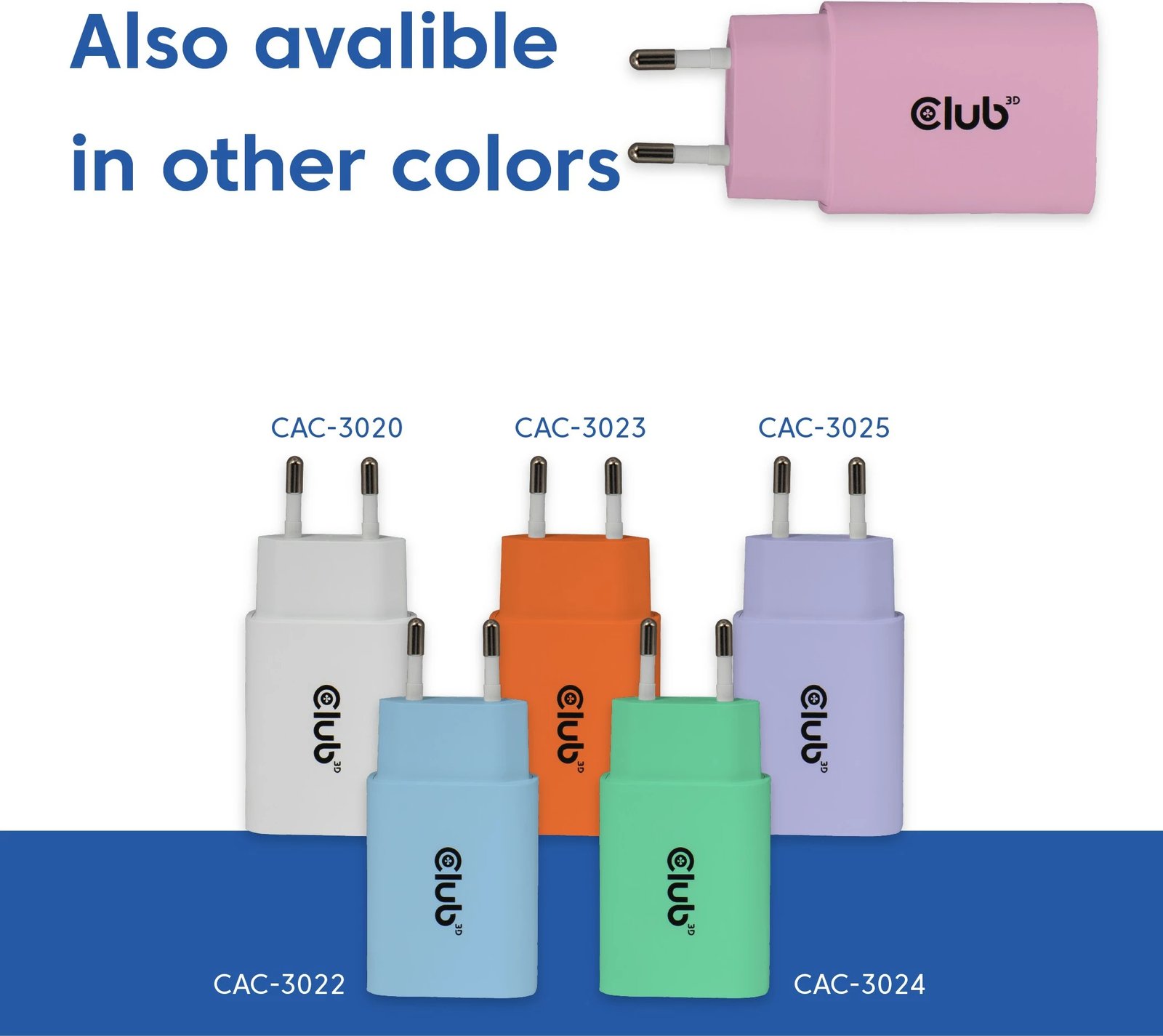 Karikues USB-C Club3D CAC-3021, 30W, 2 copë, rozë