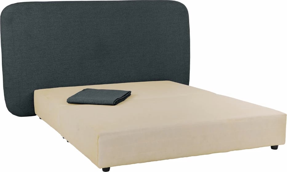 Krevat oval pa hapësirë magazinimi, për dyshek 160x200cm, ngjyrë antracit, 221x209x122