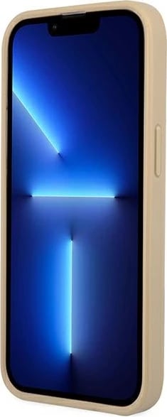 Mbështjellës Guess SaffianoTriangle Logo për iPhone 14 Pro 6.1", Bezhe