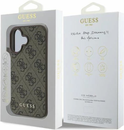 Mbështjellës Guess 4G Classic për iPhone 16, 6.1", Kafe Mbështjellës Guess 4G Classic për iPhone 16, 6.1", Kafe