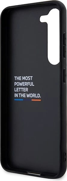 Mbështjellës BMW Leather Stamp Tricolor për Samsung Galaxy S23+, lëkurë, e zezë