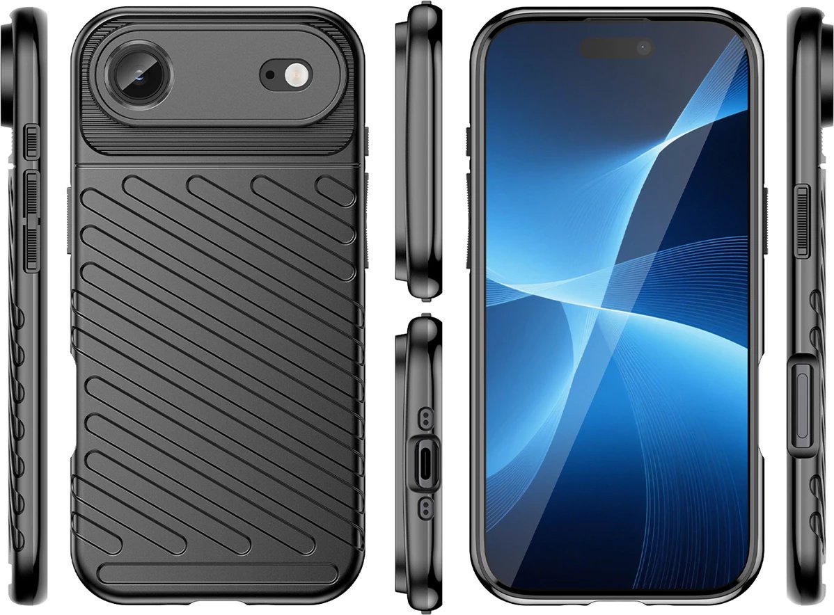 Mbështjellës Hurtel Thunder Case për iPhone 17 Air, TPU, i zi