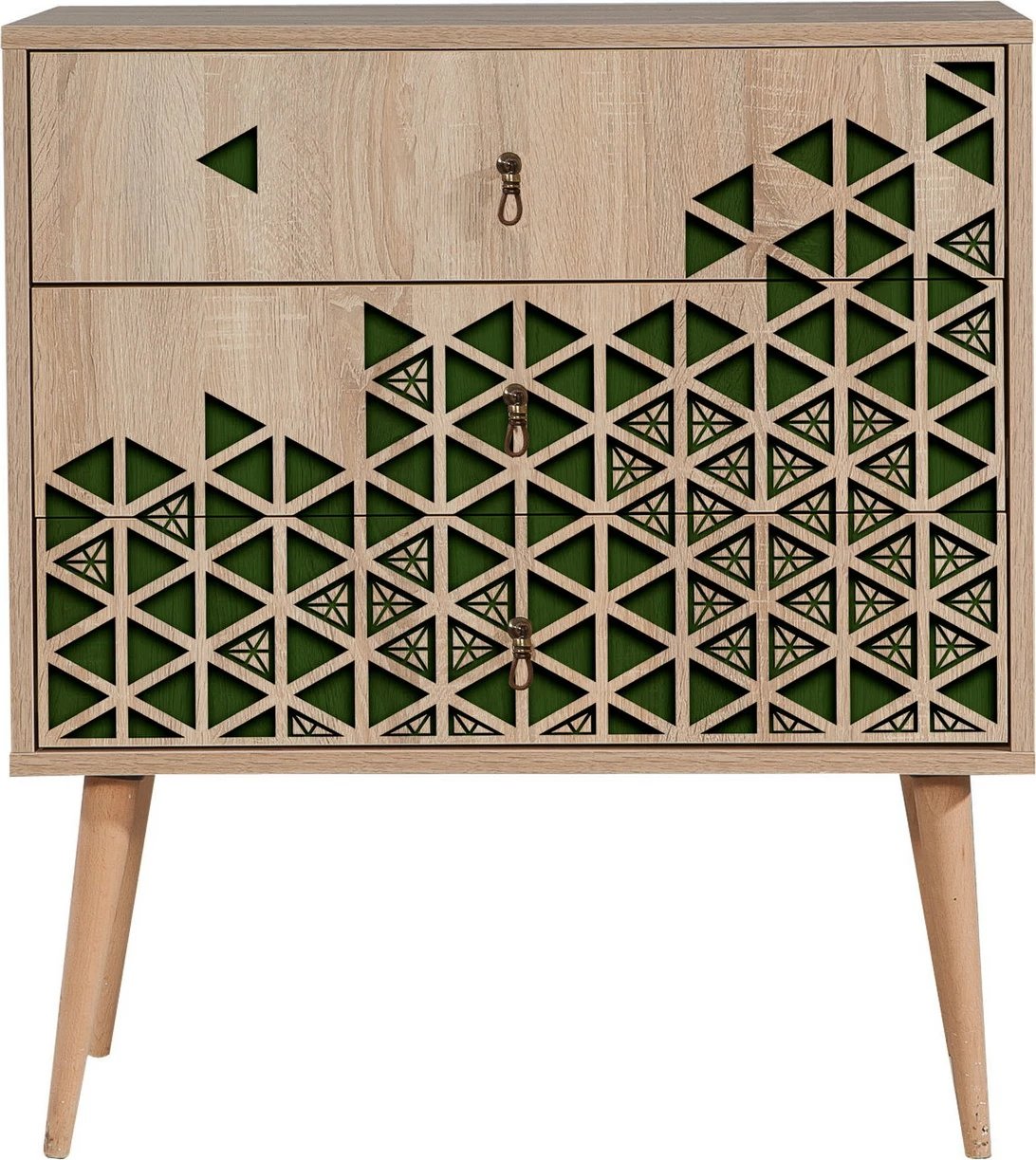 Komodë moderne Skye Decor, ngjyrë lisi Sonoma, Trio - 121