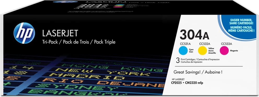 Toner, HP, 304A / CF372AM, tri-pack 3x, rendiment 2800 faqe, Cyan Magenta Yellow, set 3-copësh