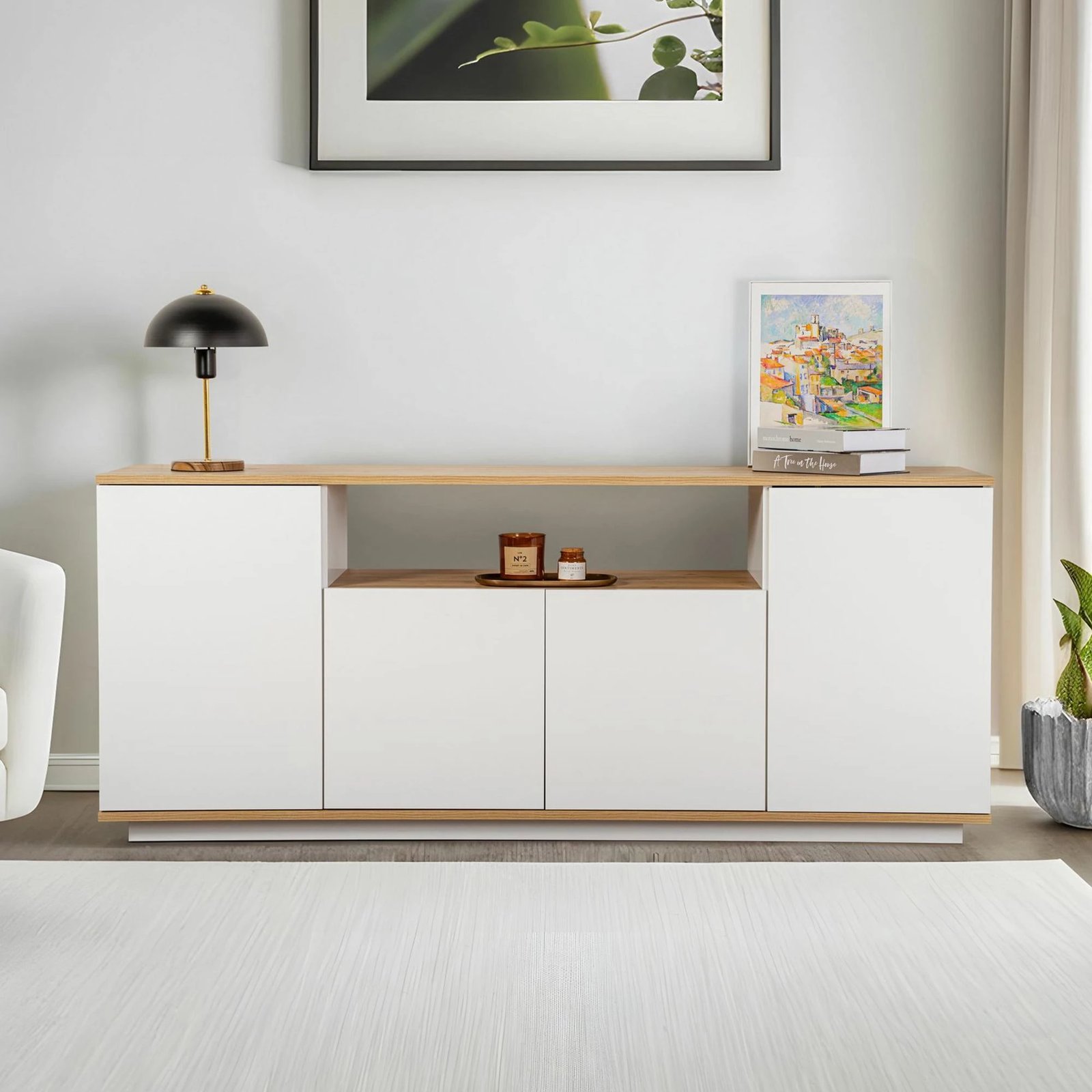 Konsol Skye Decor, Arista, e bardhë, lisi Cadiz