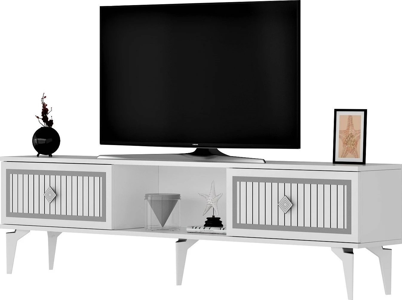 Komodë TV Hanah Home, Nil, e bardhë, argjend