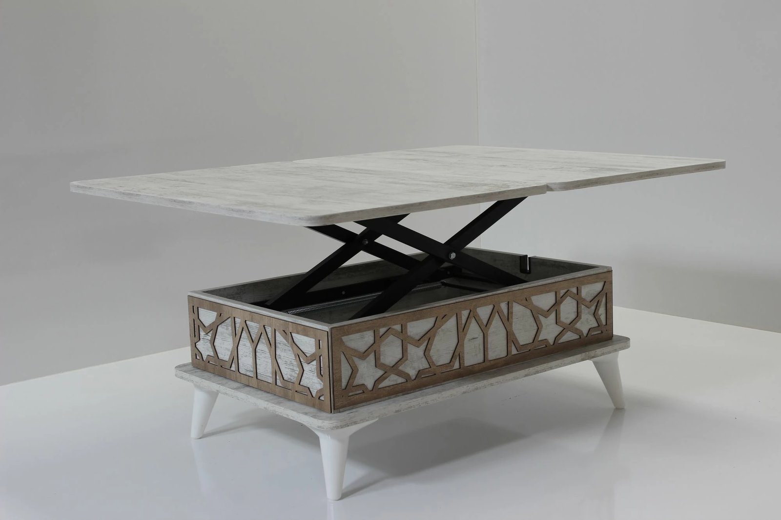 Tavolinë kafeje Skye Decor, ngjyrë e bardhë antike, Ada