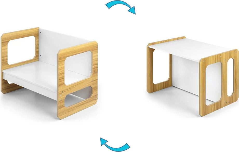 Set mobilje 3‑në‑1, Milly Mally Stella, tavolinë + karrige, modulare, MDF, për fëmijë 3–6 vjeç, Natural