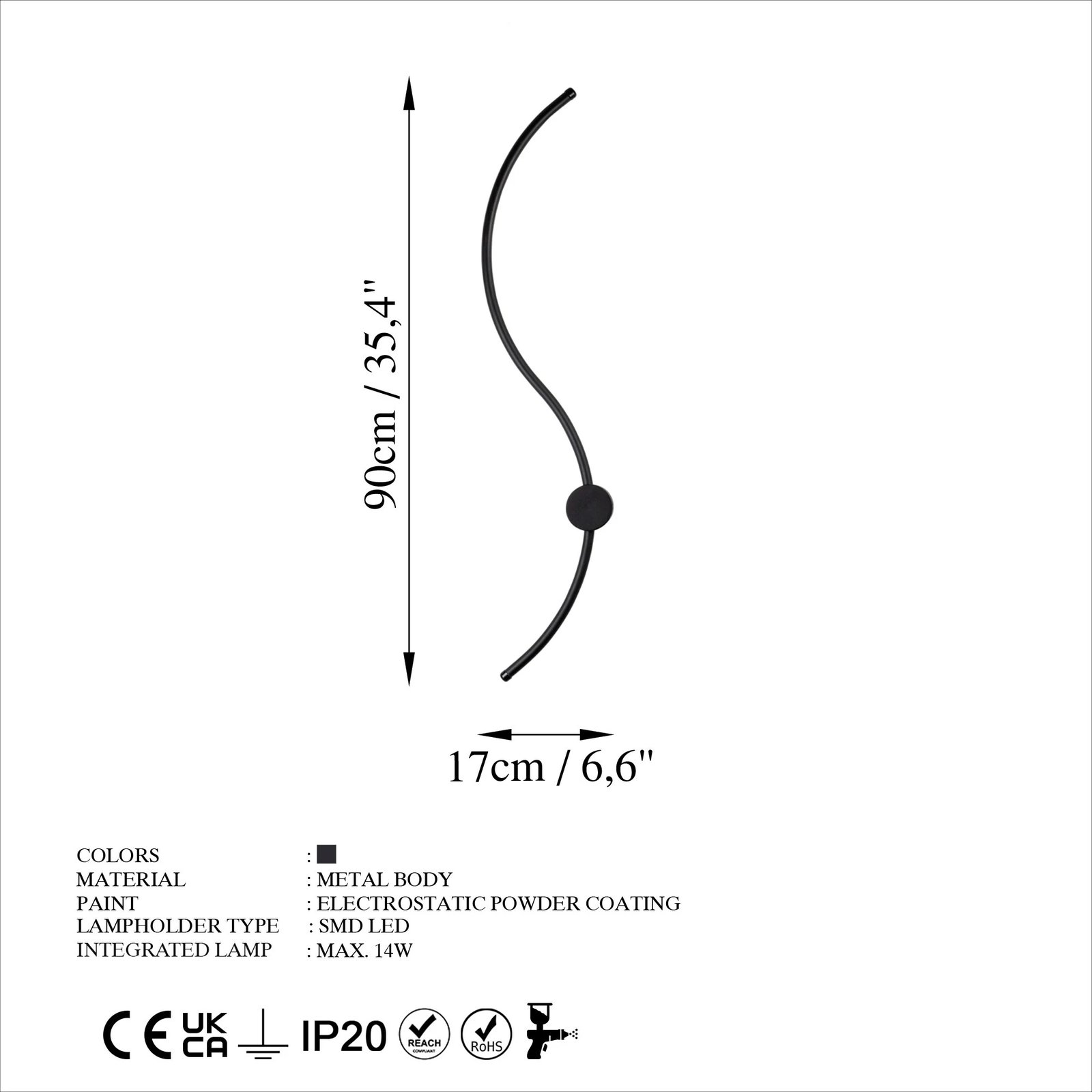 Llambë muri Opviq, Uyan - 13601, ngjyrë e zezë