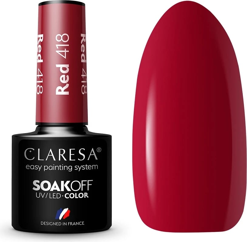 Llak për thonj Claresa Hybrid UV/LED Red 418 për femra, e kuqe, 5g