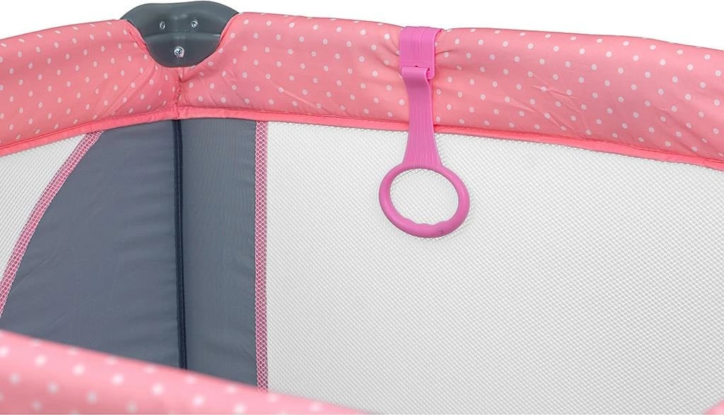 Park loje palosës për bebe, Milly Mally, Fun, 100x100 cm, me dyshek dhe çantë transporti, rozë
