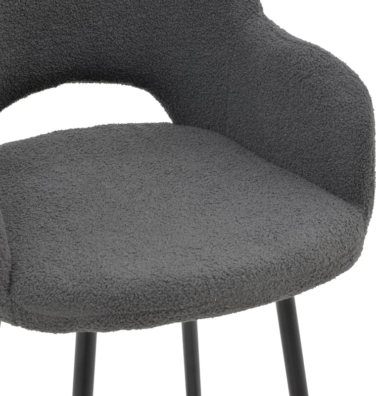 Karrige për bar Renish bouclé ngjyrë gri-këmbë metalike të zeza 51x57x114cm