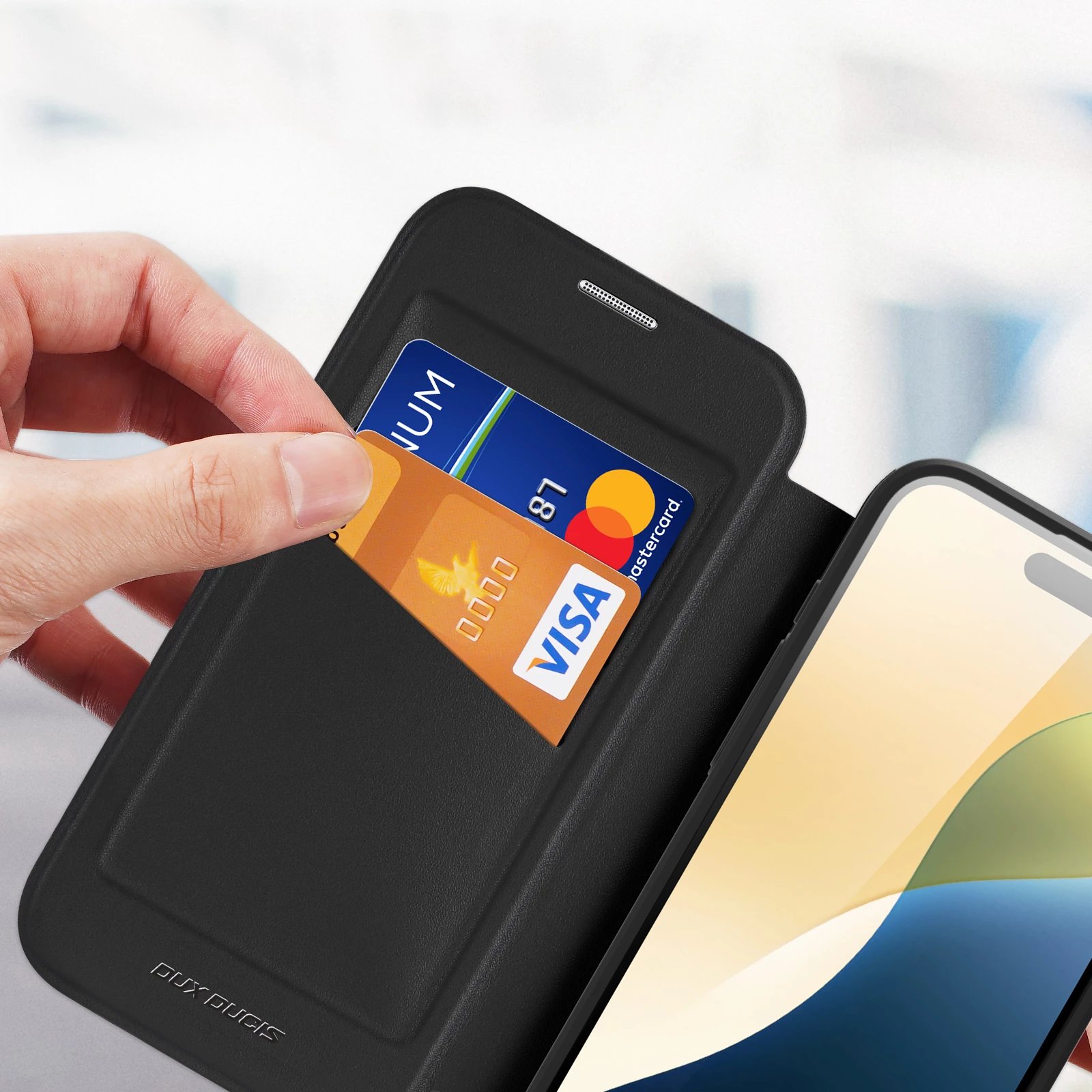 Mbështjellës Dux Ducis Skin X Pro për iPhone 16, me MagSafe, me kapak, i zi