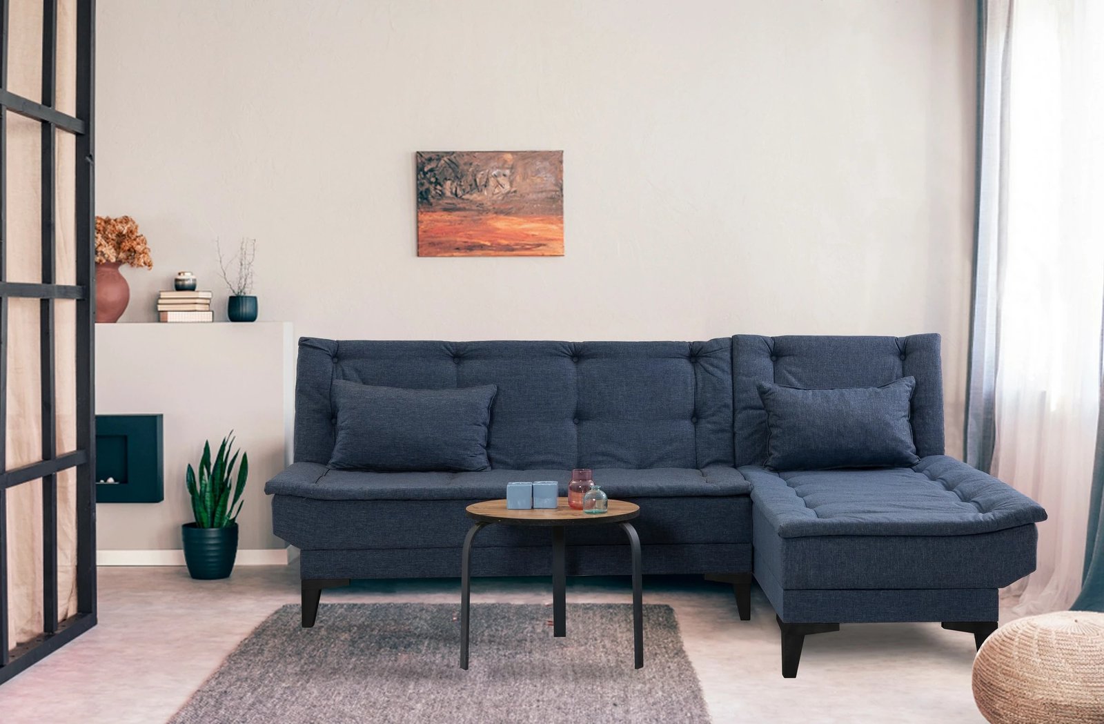 Kënd-sofë krevati Atelier del Sofa, Santo-S, ngjyrë blu e errët