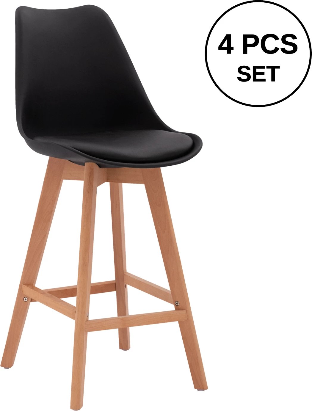 Karrige për bar Vegas FH8000.12, ngjyrë e zezë, 48x58x105 cm, set prej 4 copash