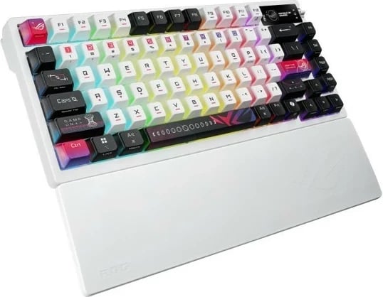 Tastierë Asus ROG Azoth X, mekanike, RGB, wireless/wired, 75%, bardhë-zi