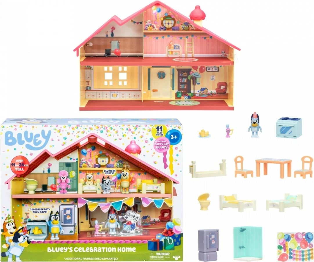Set lodrash Bluey Family House Celebration, Tm Toys, BLU17669, plastikë, për fëmijë, shumëngjyrësh