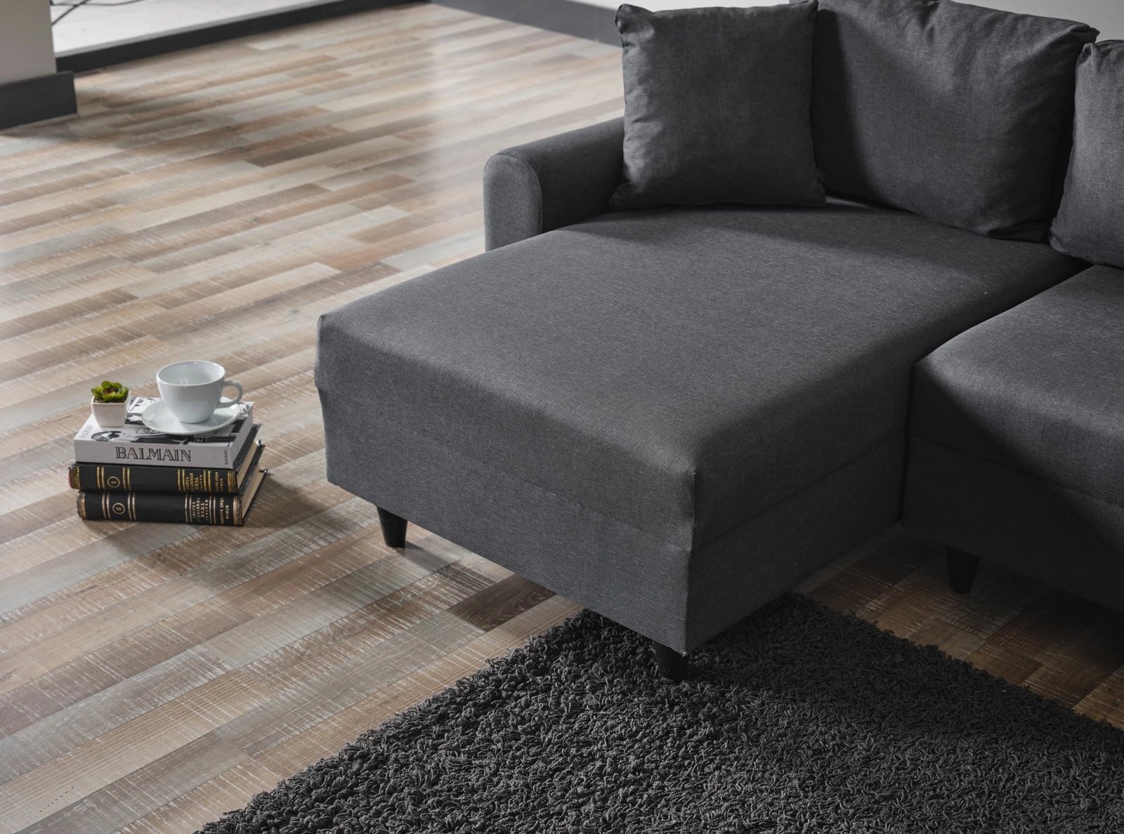 Kënd-sofë krevate Flavia, ngjyrë gri e errët