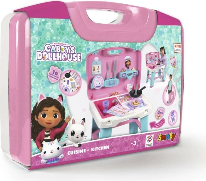 Kuzhinë lodër Smoby Gabby's Dollhouse 7600311908, shumëngjyrëshe, set me 16 aksesorë