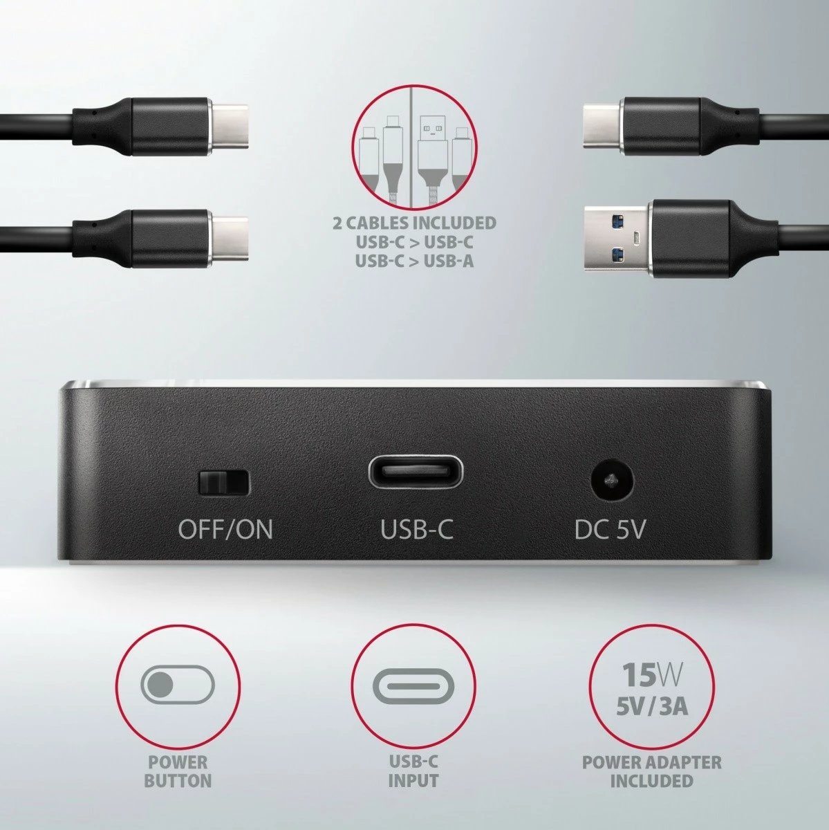 Stacion dokimi AXAGON ADSA-M2C, 2x NVMe M.2 SSD, USB-C 3.2 Gen 2, i zi