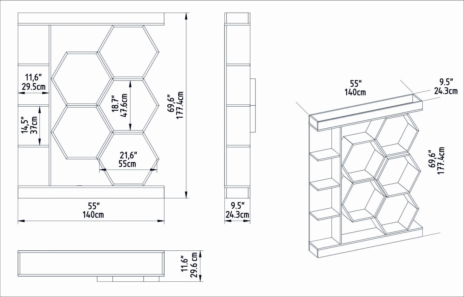 Raft librash Hanah Home, Sueno, bardhë dhe arre