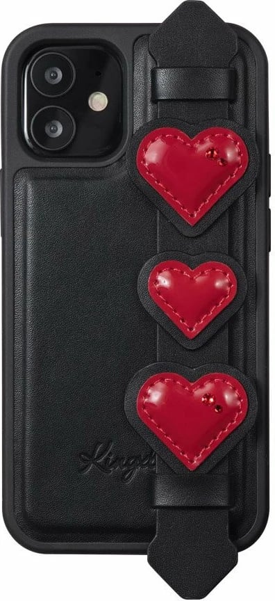 Mbështjellës Kingxbar Sweet Series për iPhone 12 / iPhone 12 Pro, me kristale Swarovski, me dorezë, e zezë
