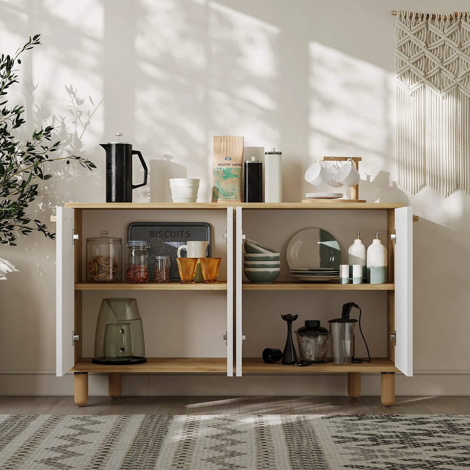 Konsol Skye Decor, Venedik, ngjyrë lis safir, e bardhë