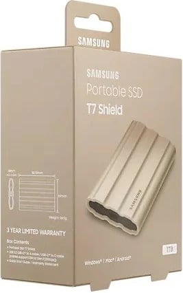SSD i jashtëm Samsung T7 Shield 1TB, USB 3.2, Bezhë
