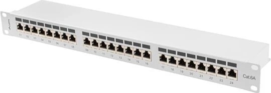 Patch panel Lanberg PPSA-1024-S, 1U, Gri