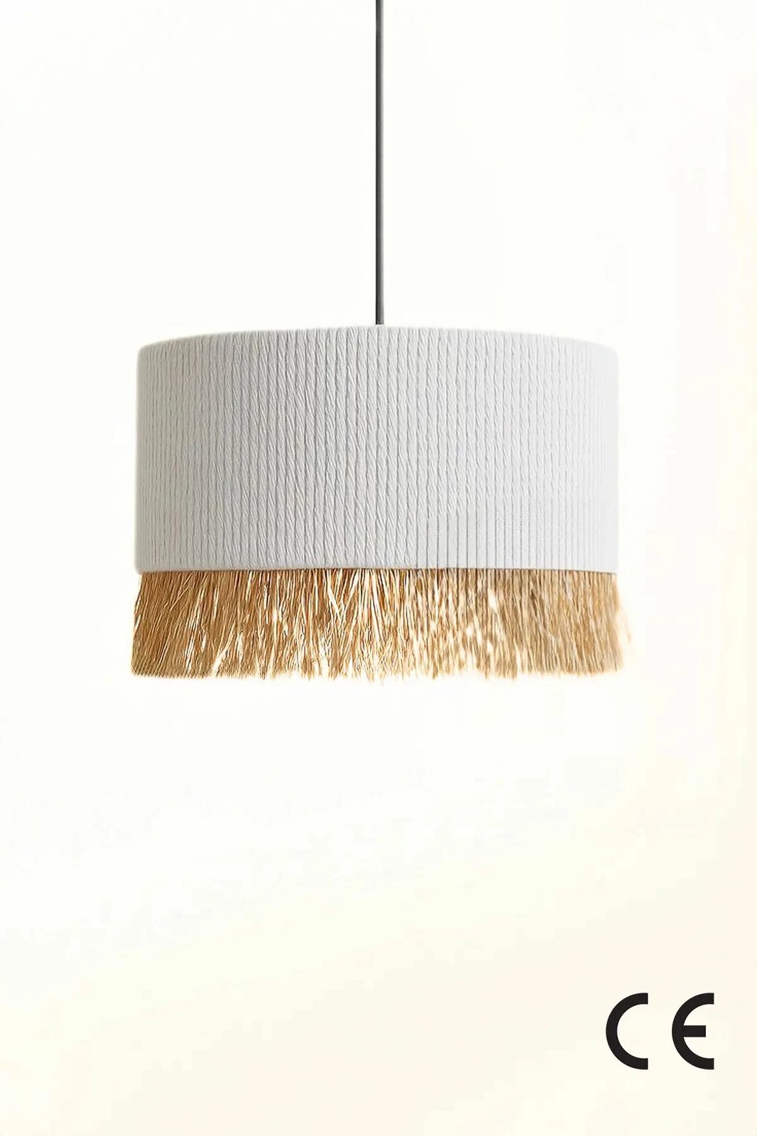 Llambë tavani Opviq, trup plastik, kapak makrame, e bardhë, BK090