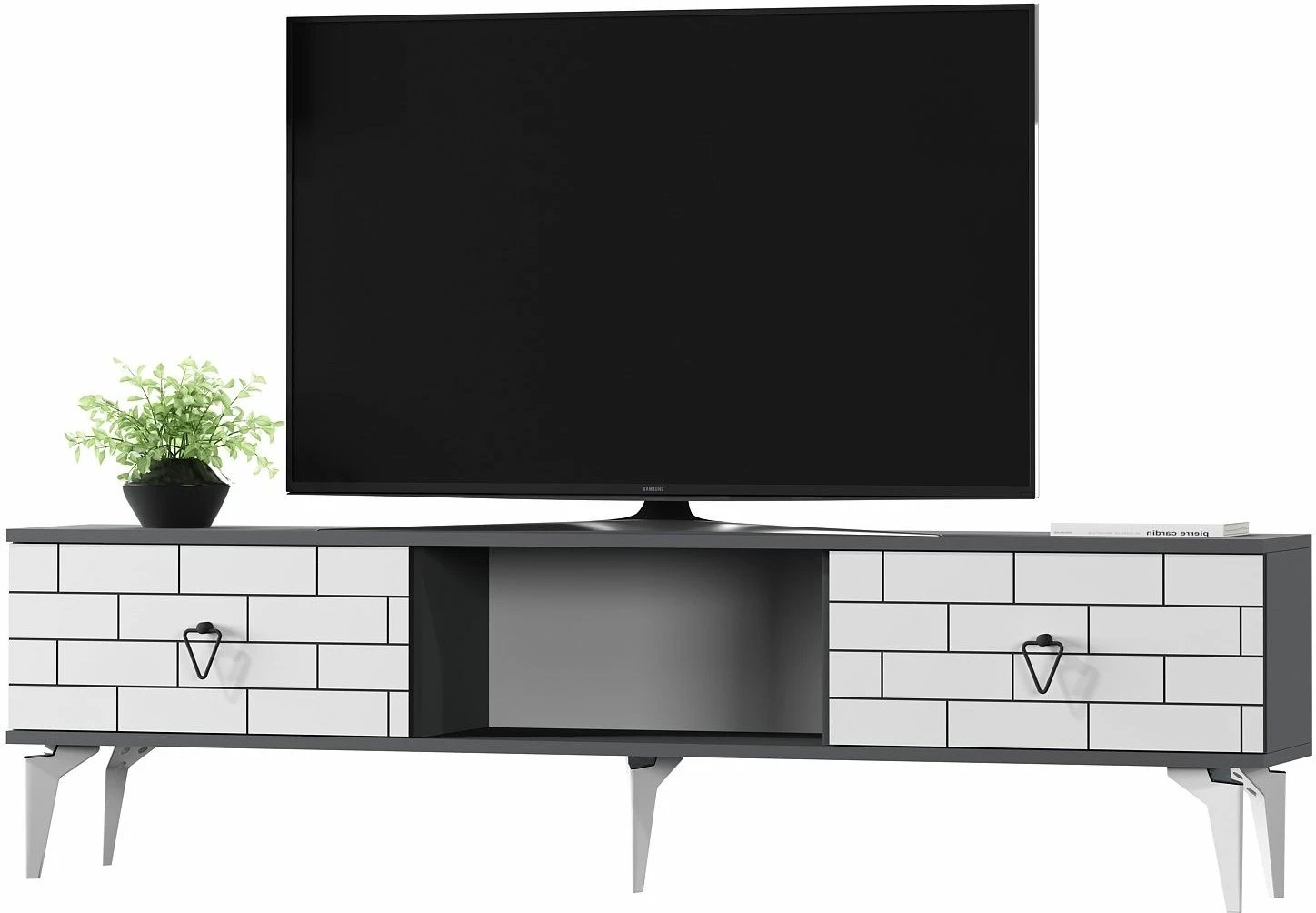 Komodë TV Skye Decor, ngjyrë antracit dhe e bardhë, Varna