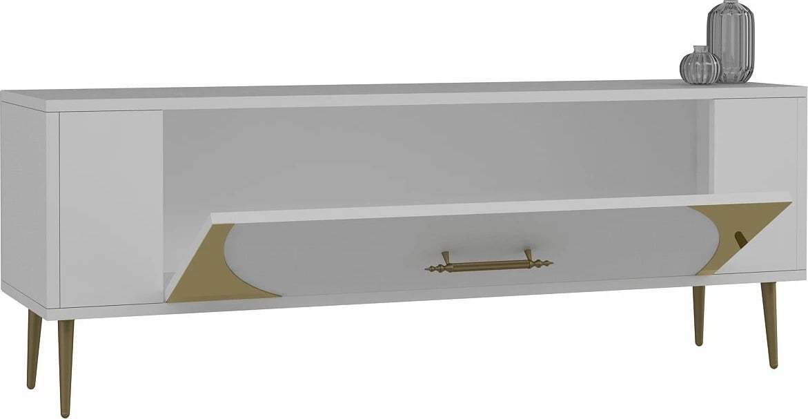 Komodë për TV, ngjyrë e bardhë dhe ari, Skye Decor Retrop2