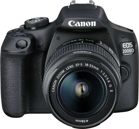Aparat fotografik DSLR, Canon EOS 2000D 24.1MP, video Full HD, Wi‑Fi NFC, kit 18-55mm, e zezë
