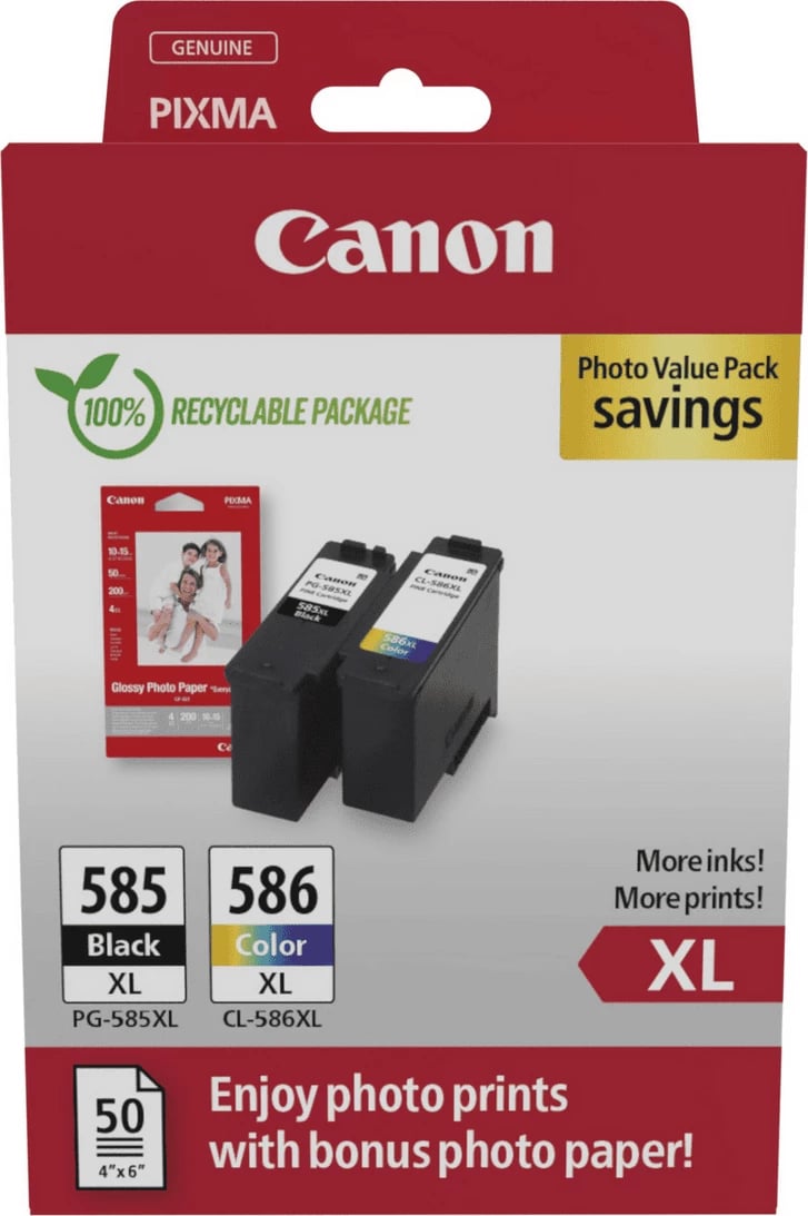 Kartush bojë printeri, Canon, PG-585XL/CL-586XL 6204C005, kapacitet XL, Black/Cyan/Magenta/Yellow, multipack