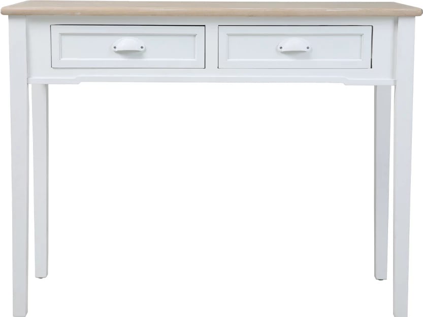 Konsolë me 2 sirtarë, e bardhë/natyrale, 102x40x78