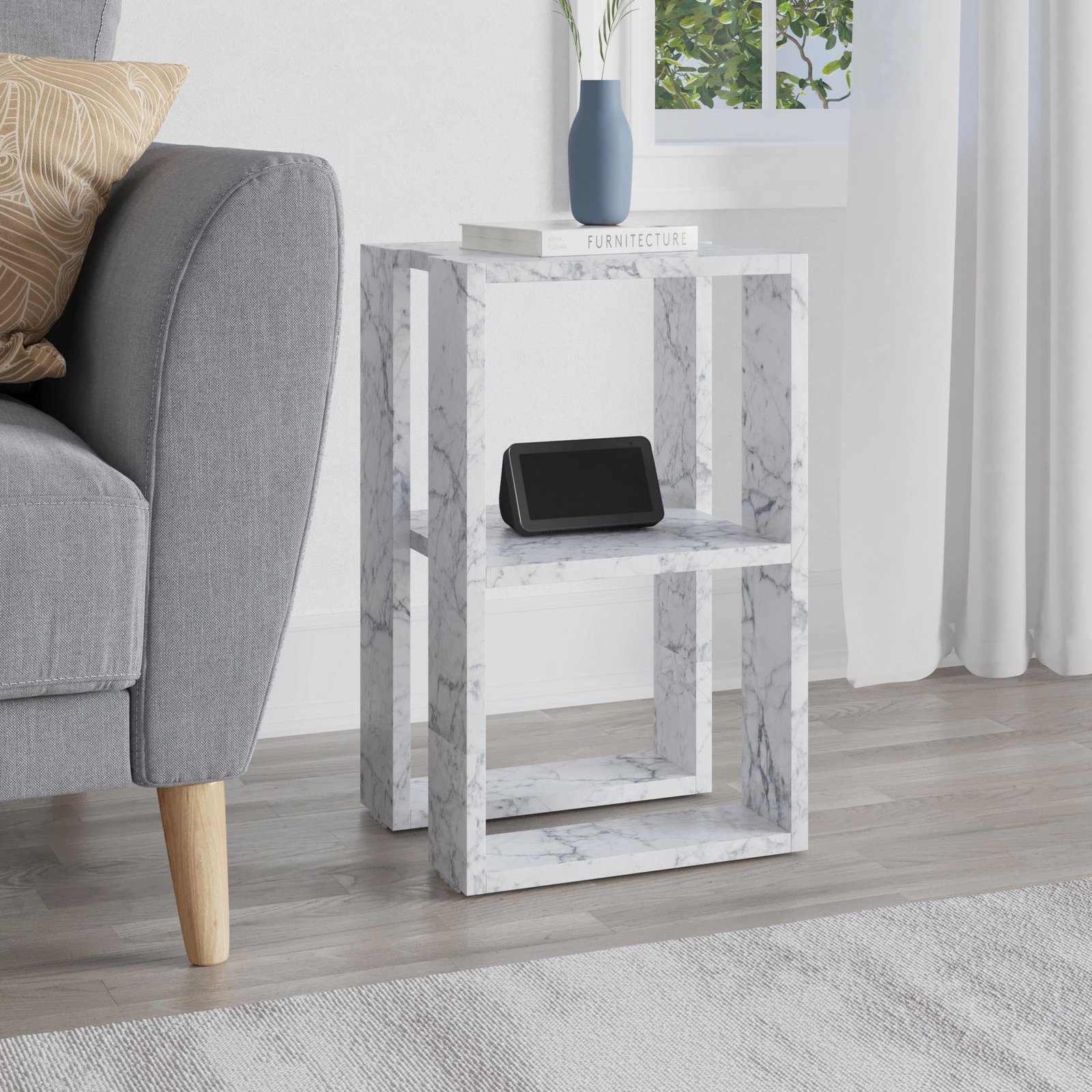 Komodinë natës Carrara Marble, Skye Decor, 2 nivele