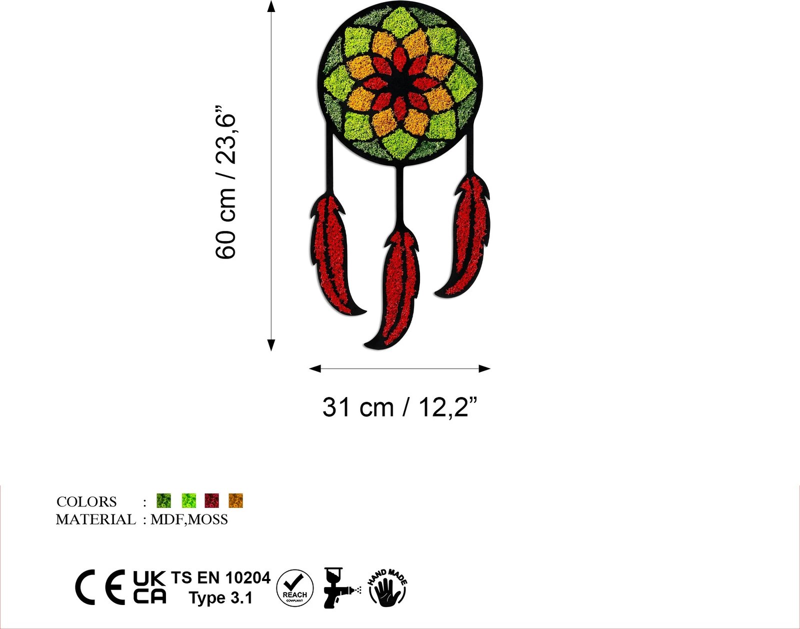 Aksesor dekorativ për mur Wallity, myshk - Dream