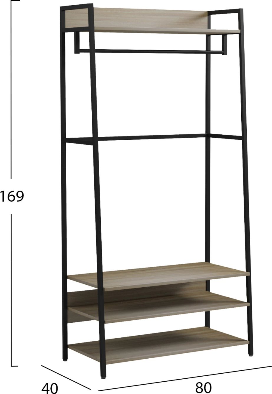 Mobilje për hyrje, gardërobë e hapur, ARANJA FH18084, metal-melaminë, 84x40x169H cm