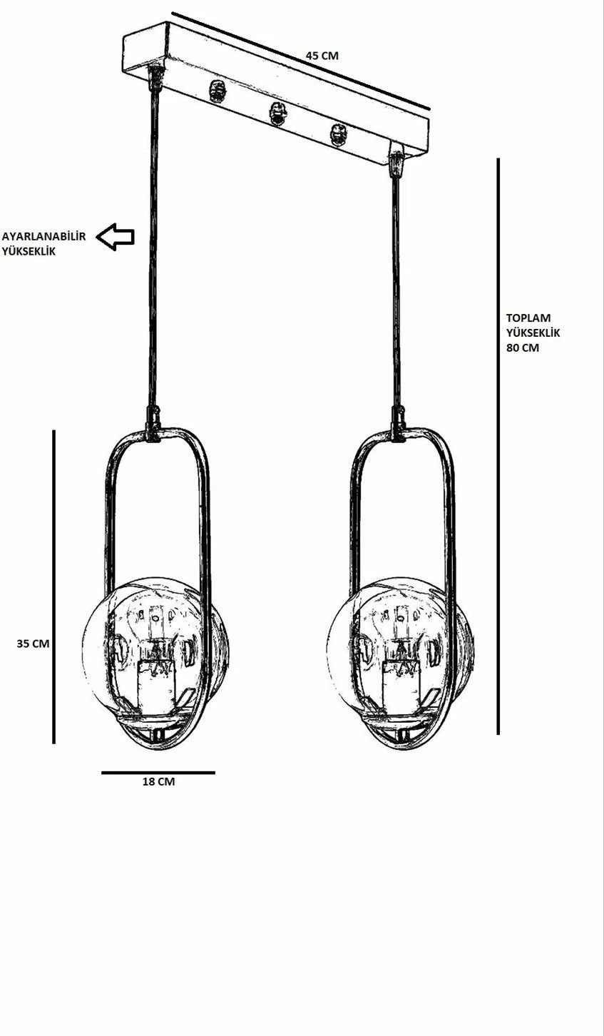 Llambë varëse Opviq, dysh, xham i bardhë, bakër, ahu